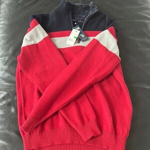 Tommy Hilfiger Red and Black Striped Sweater